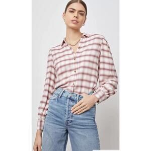 RAILS $98 Angelica Mauve Rose Iron Button Down Plaid Button Down Shirt Size XS